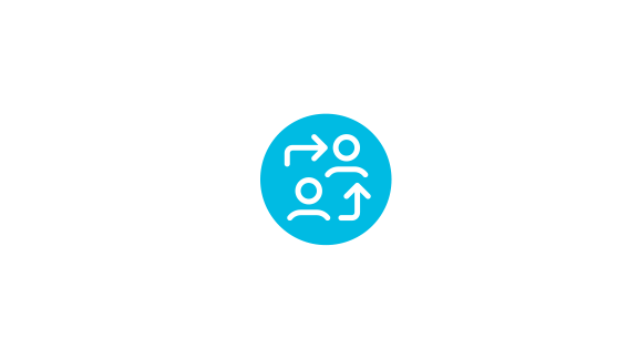 Icon of two people connected with two arrows